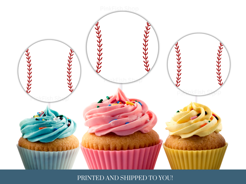 Baseball cupcake toppers - 12 count