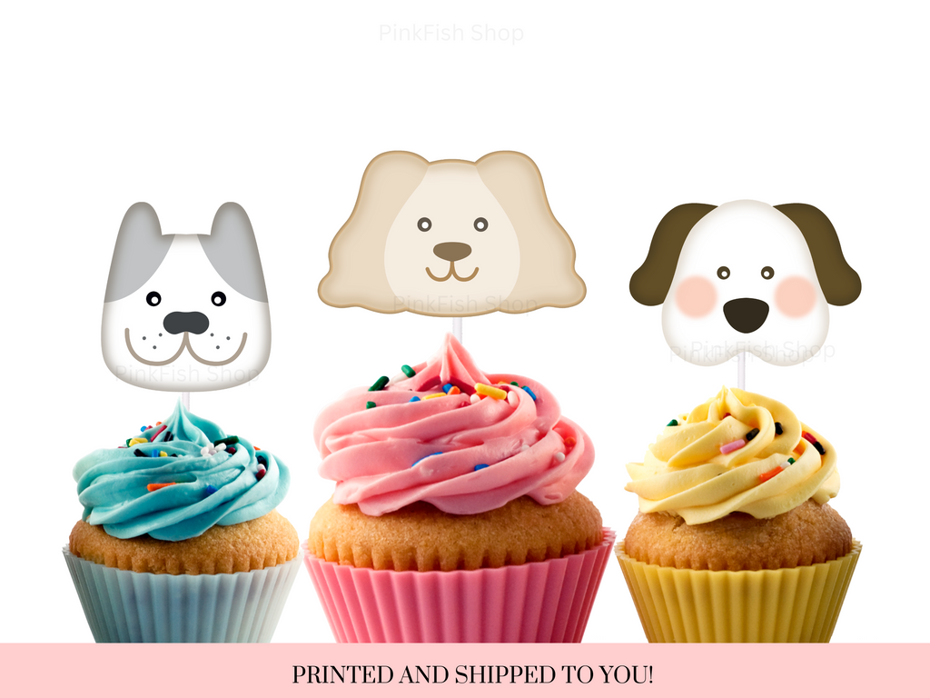 12 count puppy cupcake toppers for let's pawty party
