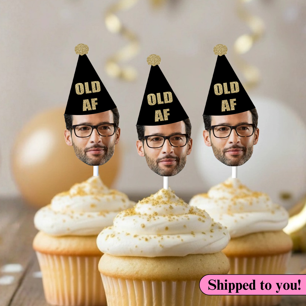personalized old af cupcake toppers