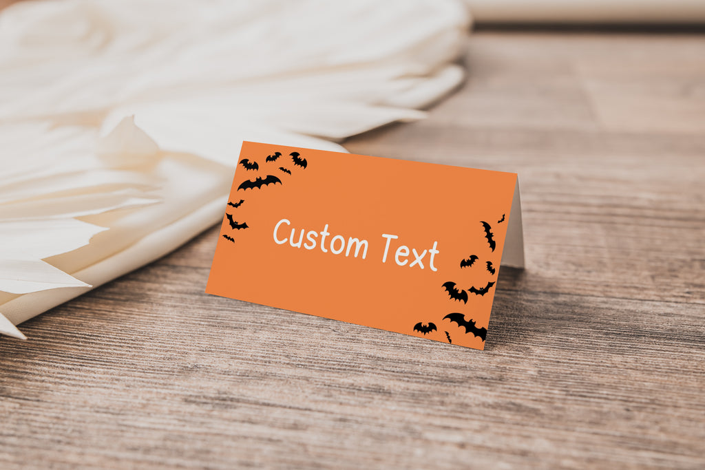Printable and editable bat place cards for Halloween Party