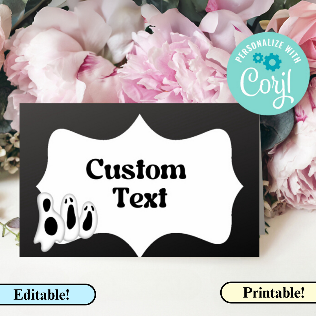 Boo Ghost Place Cards - Editable Text, Digital Download