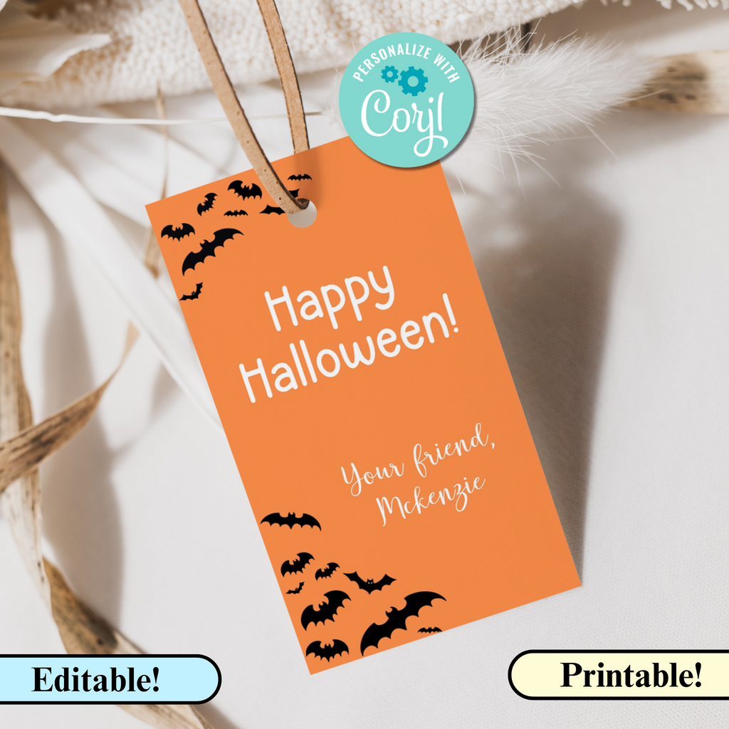 Bat Favor Tags - Printable and Editable