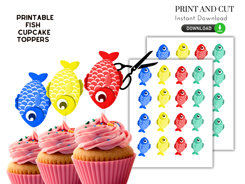 Fish cupcake toppers (printable)