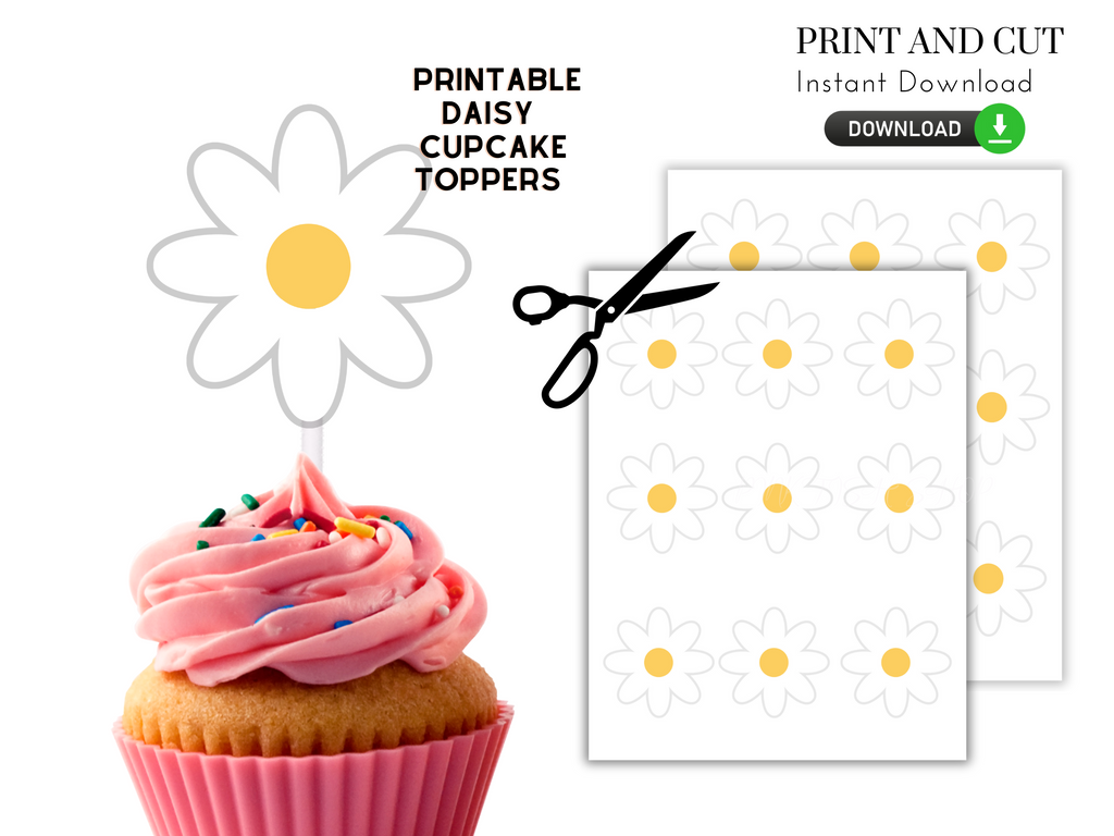 Printable Daisy Cupcake Toppers