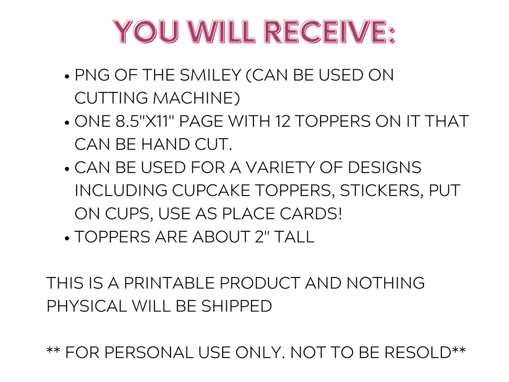 Printable Smiley Face Cupcake Toppers
