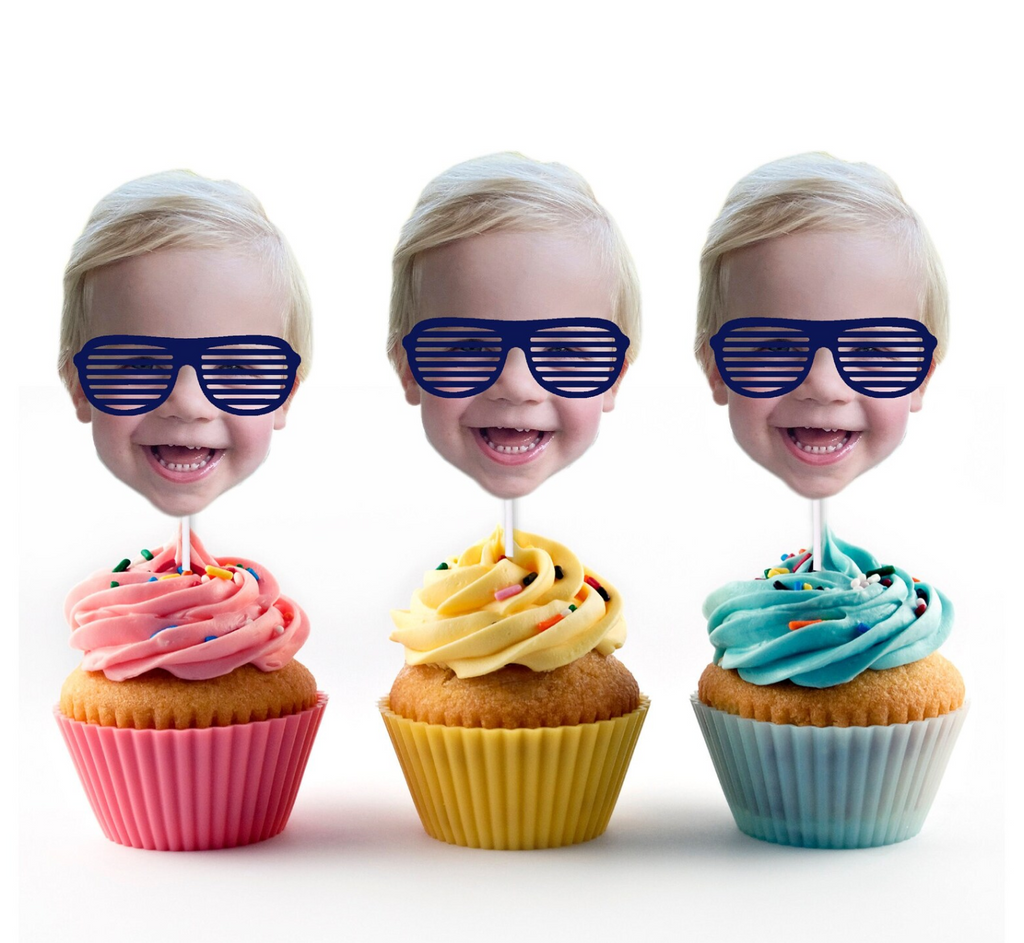 Personalized two cool cupcake toppers customized with your photo of  choice