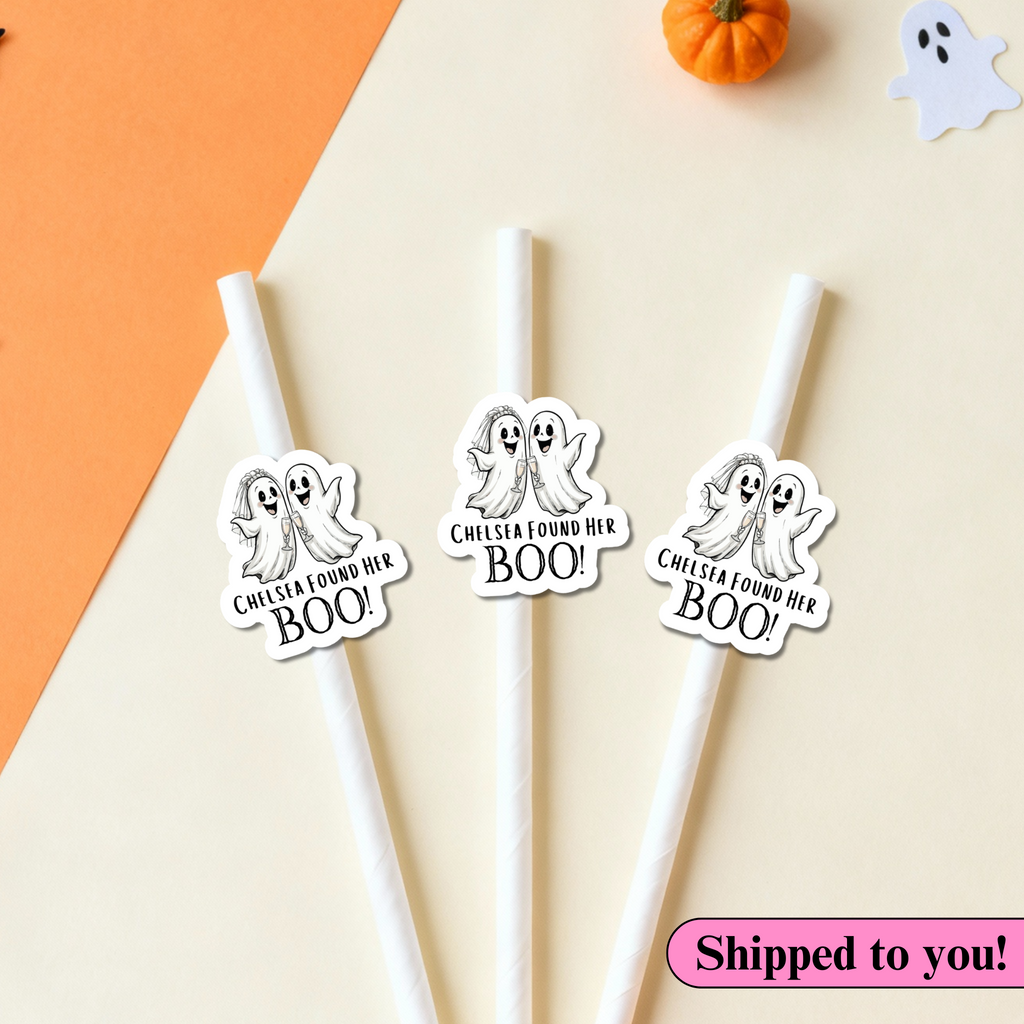 personalized she found her boo straw flags