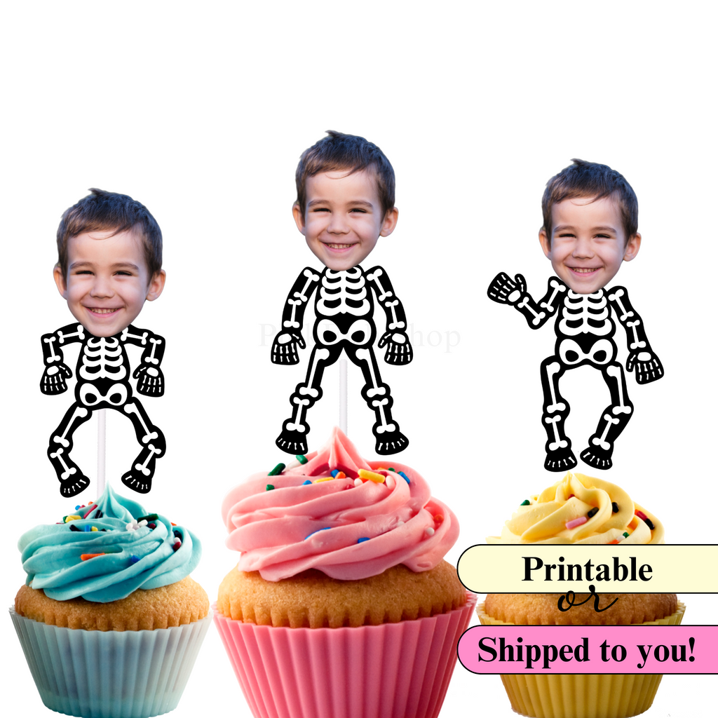 Skeleton Cupcake Toppers Customized with Photo