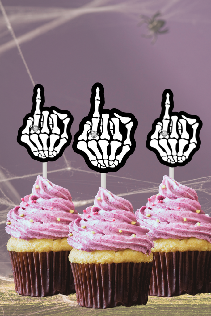Skeleton hand cupcake toppers for bachelorette party