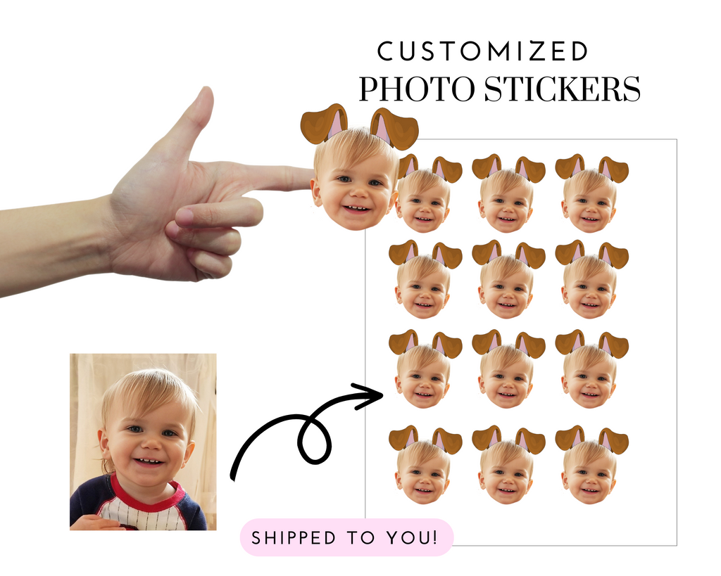 custom puppy stickers with photo and ears