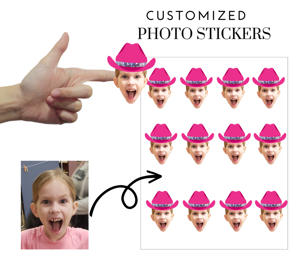 Disco Cowgirl Face Stickers Customized with Photo