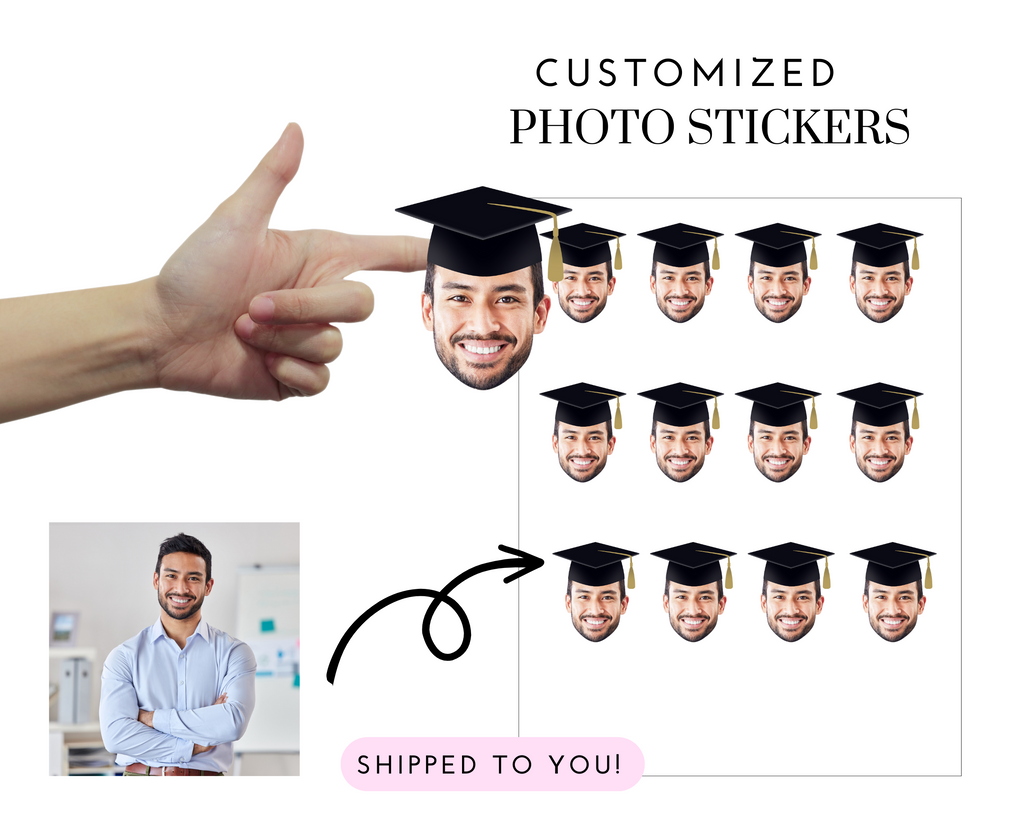 Graduation stickers personalized with face