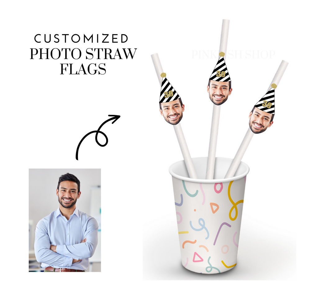 Custom photo straw flags