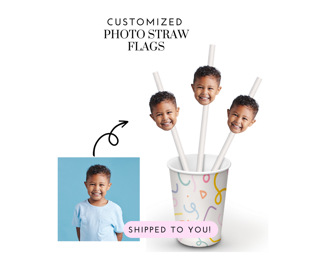 Paper photo straws customized with face