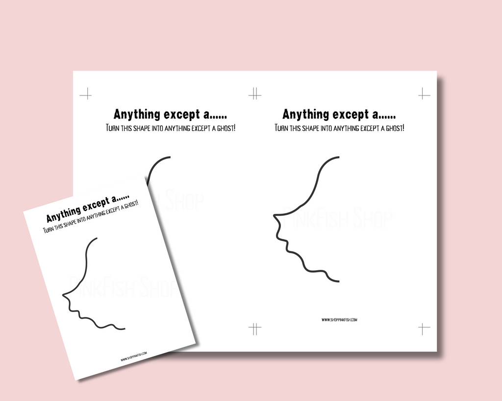 Two 5x7 ghost scribble game cards on standard letter-size printable sheet