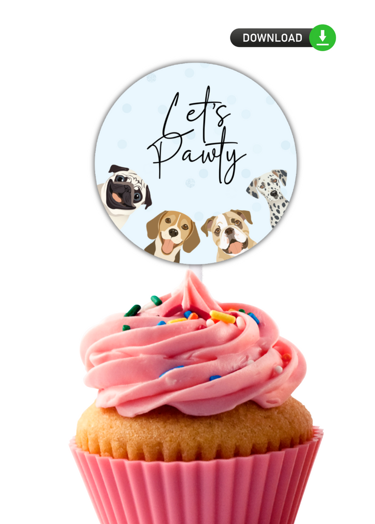 Printable Let's Pawty Cupcake Toppers