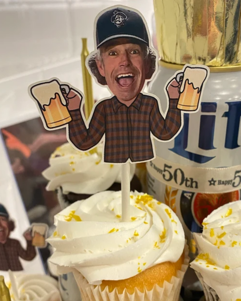 Man with Beers - Customized Photo Cupcake Toppers (12 count)