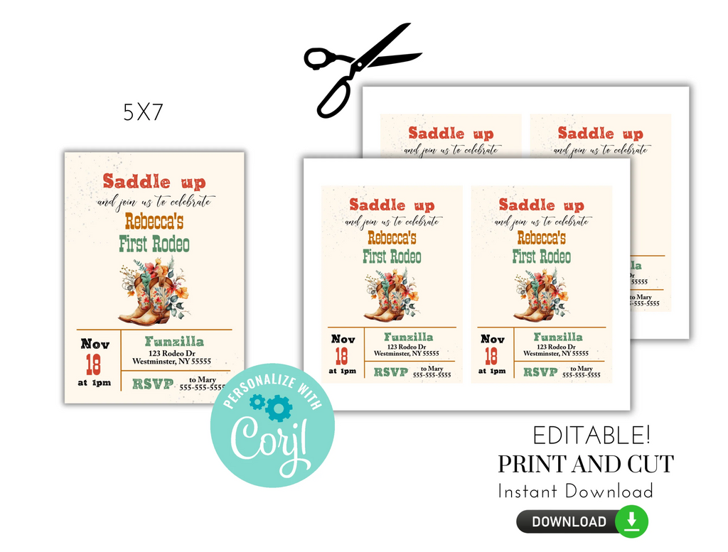 Printable and Editable Boho Rodeo Party Package