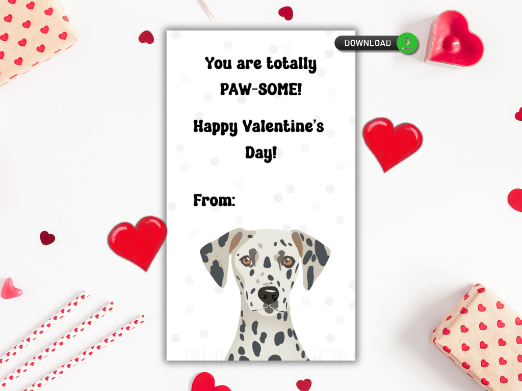 Printable dalmation valentine's day card