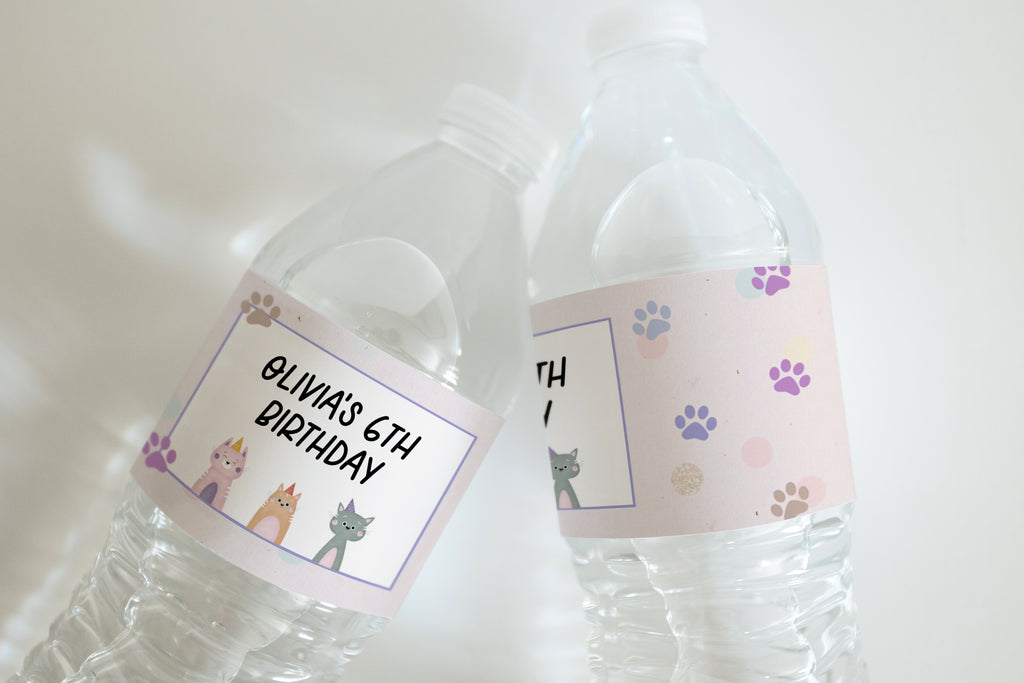 Printable and Editable Let's Pawty Water Bottle Label