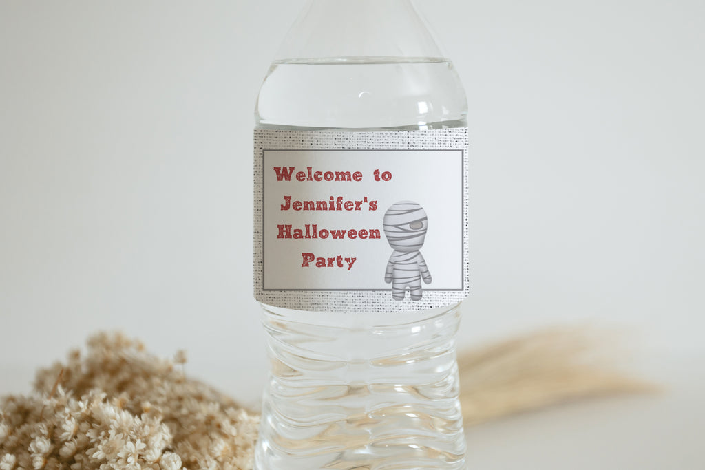 Printable and Editable Mummy Water Bottle Label