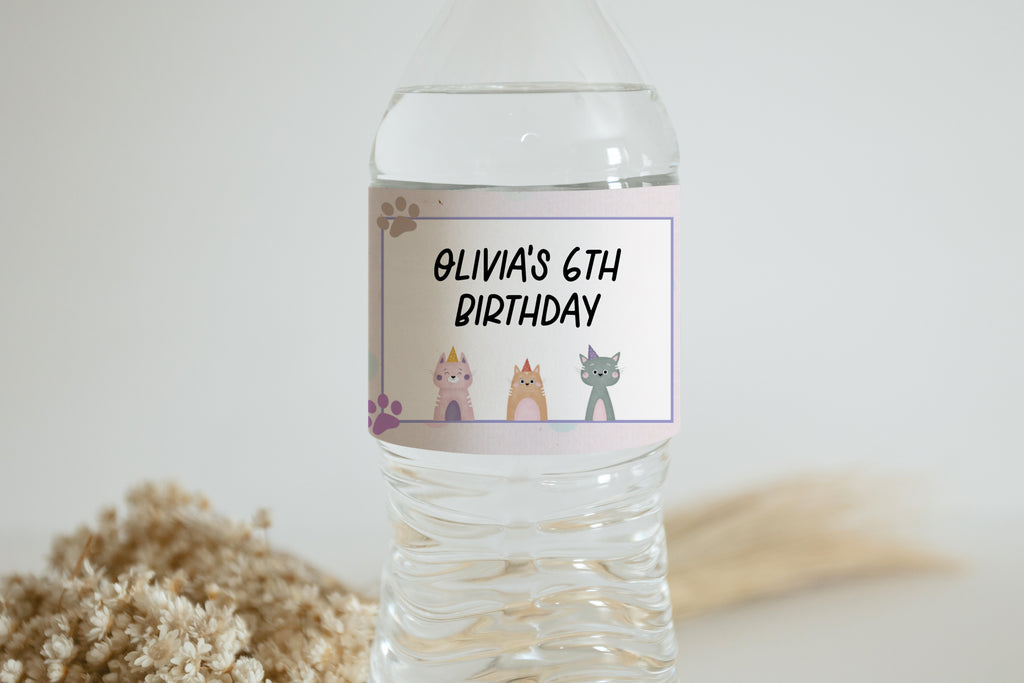 Printable and Editable Let's Pawty Water Bottle Label