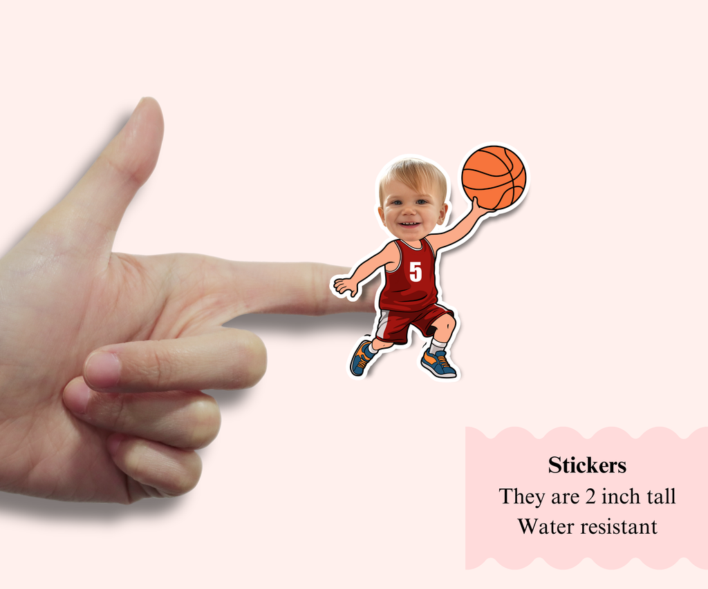 basketball themed sticker personalized with photo