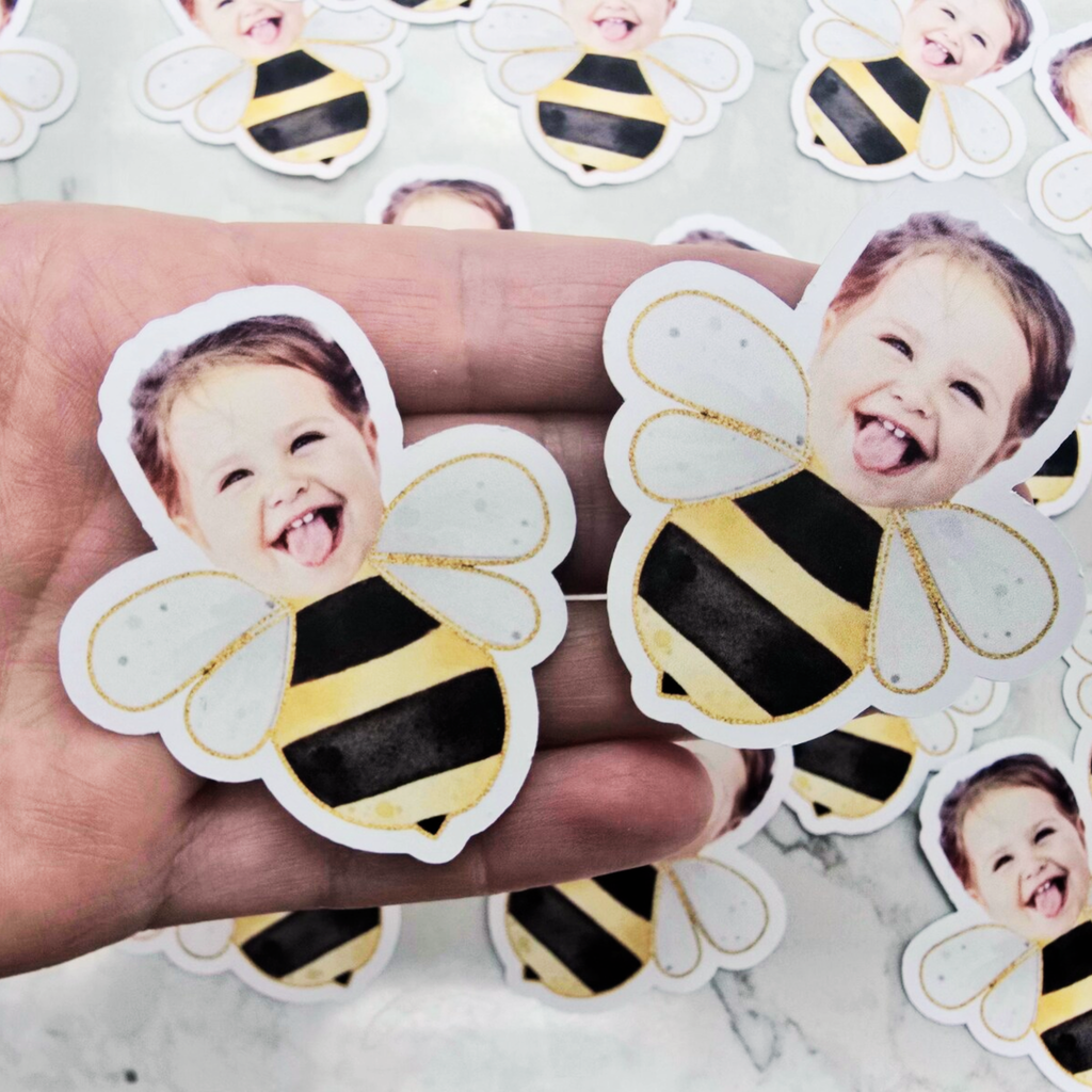 bee confetti personalized with face