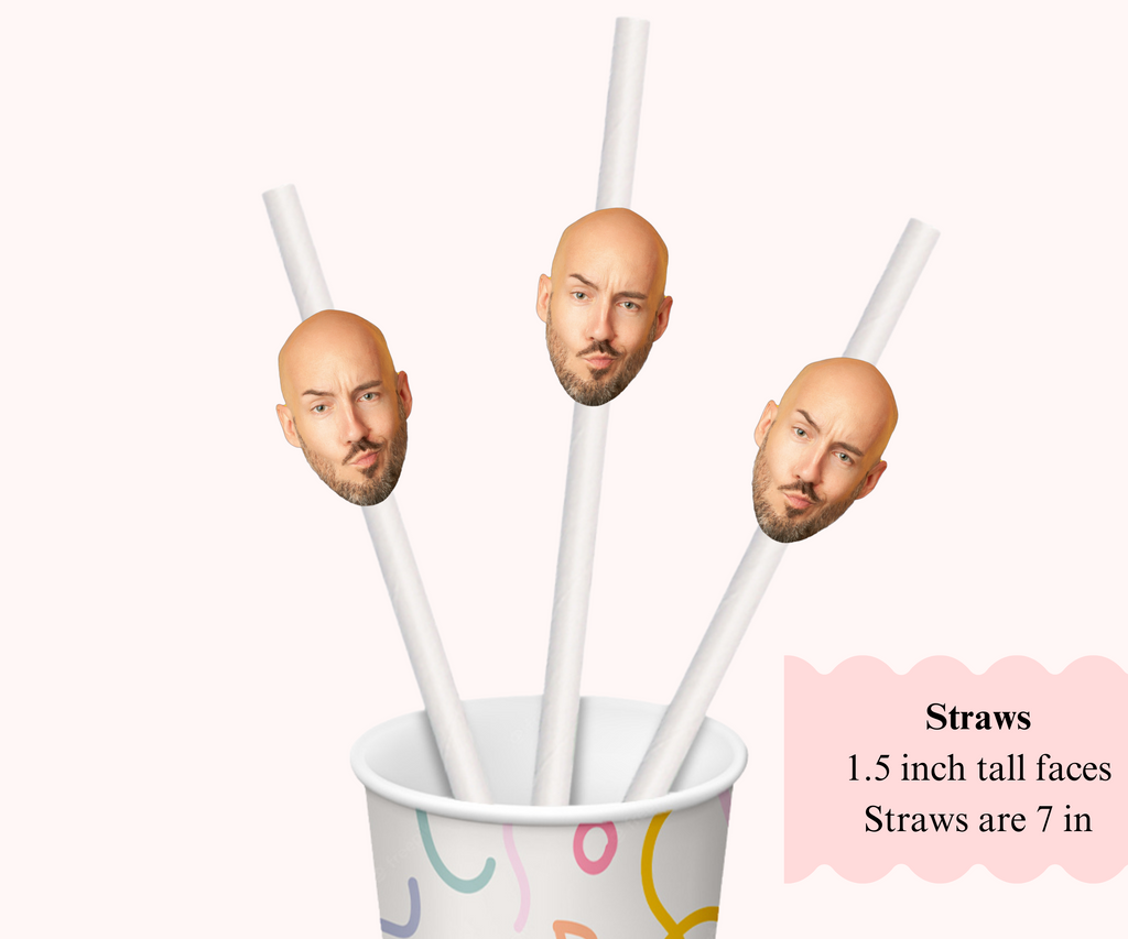 straws customized with face for bachelor party