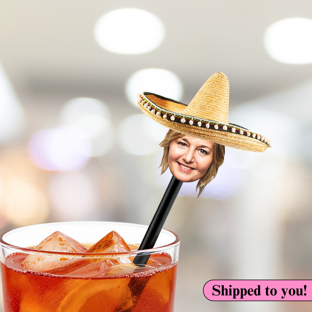 Drink Stirrers with Photo and Sombrero