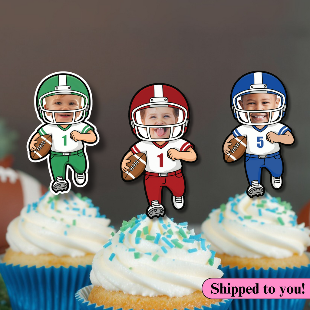 custom football cupcake toppers