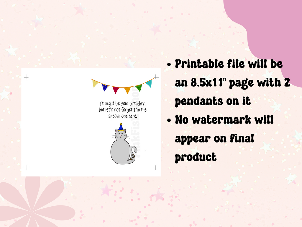 funny printable birthday card from cat in a birthday hat