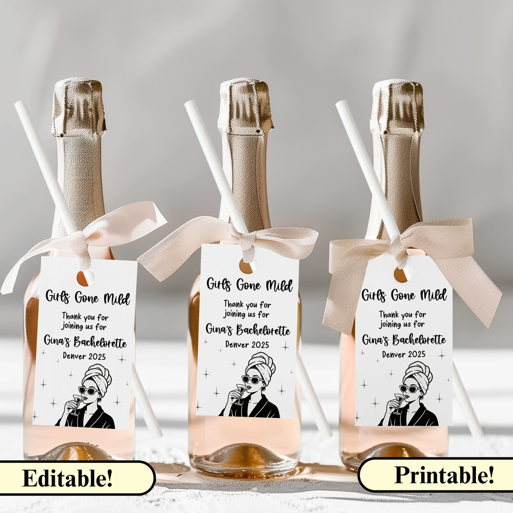 girls gone mild printable favor tags for wine bottles or party favors
