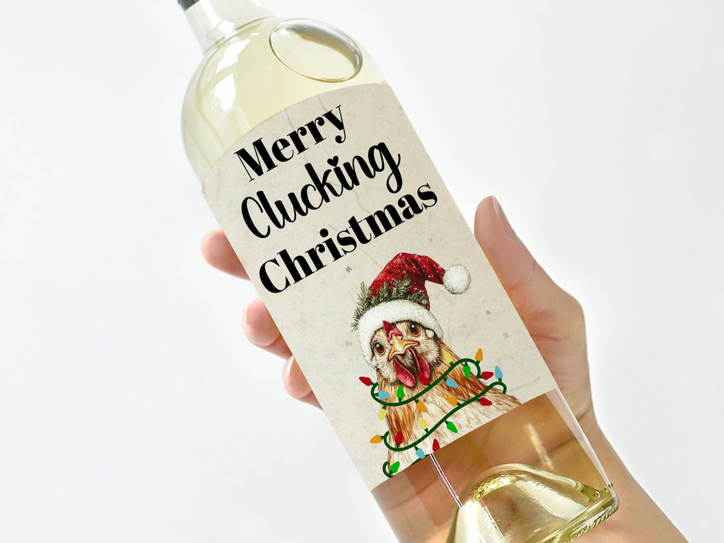 label on a bottle of white wine with a hand holding it