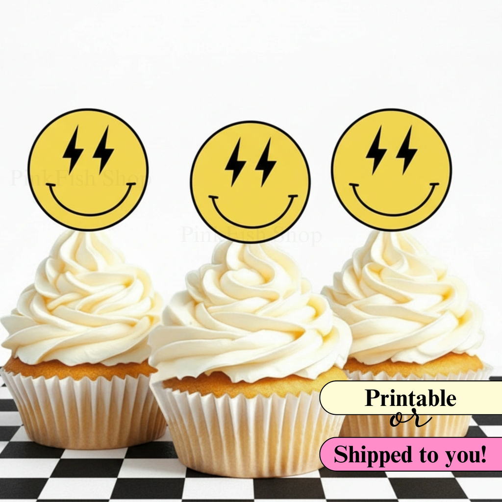 Smiley Face Cupcake Topers - Lightening Eyes