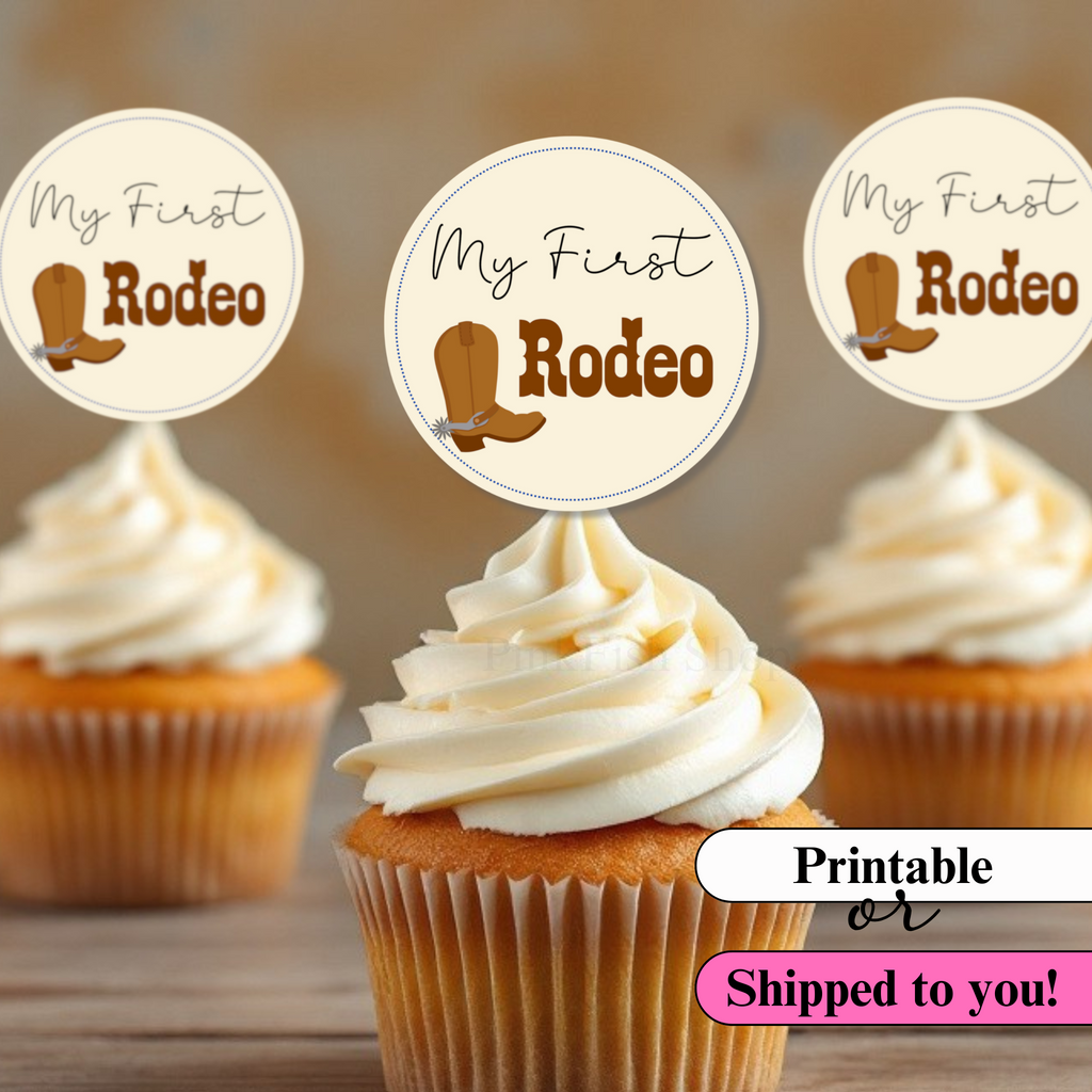 My first rodeo cupcake toppers - available as a digital download or printed and shipped to you