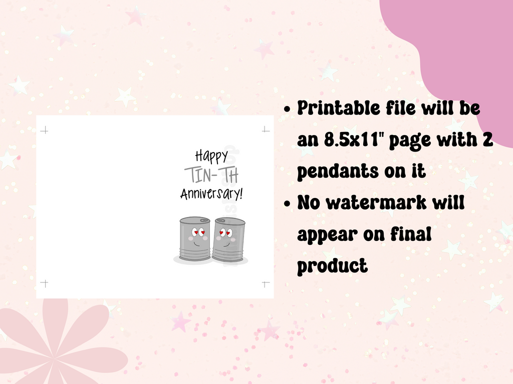 punny 10th anniversary card for tin theme gift