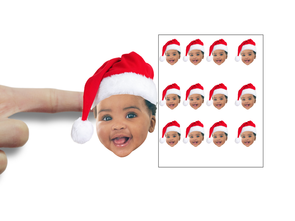 santa themed face stickers