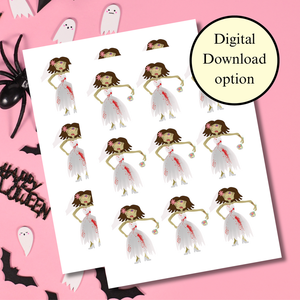Zombie Bride Cupcake Toppers