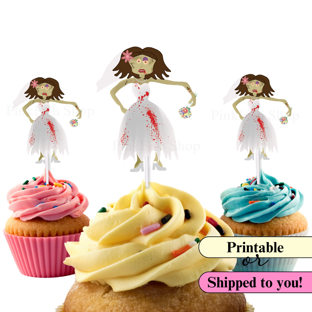 zombie bride cupcake toppers available as a digital download or shipped to you