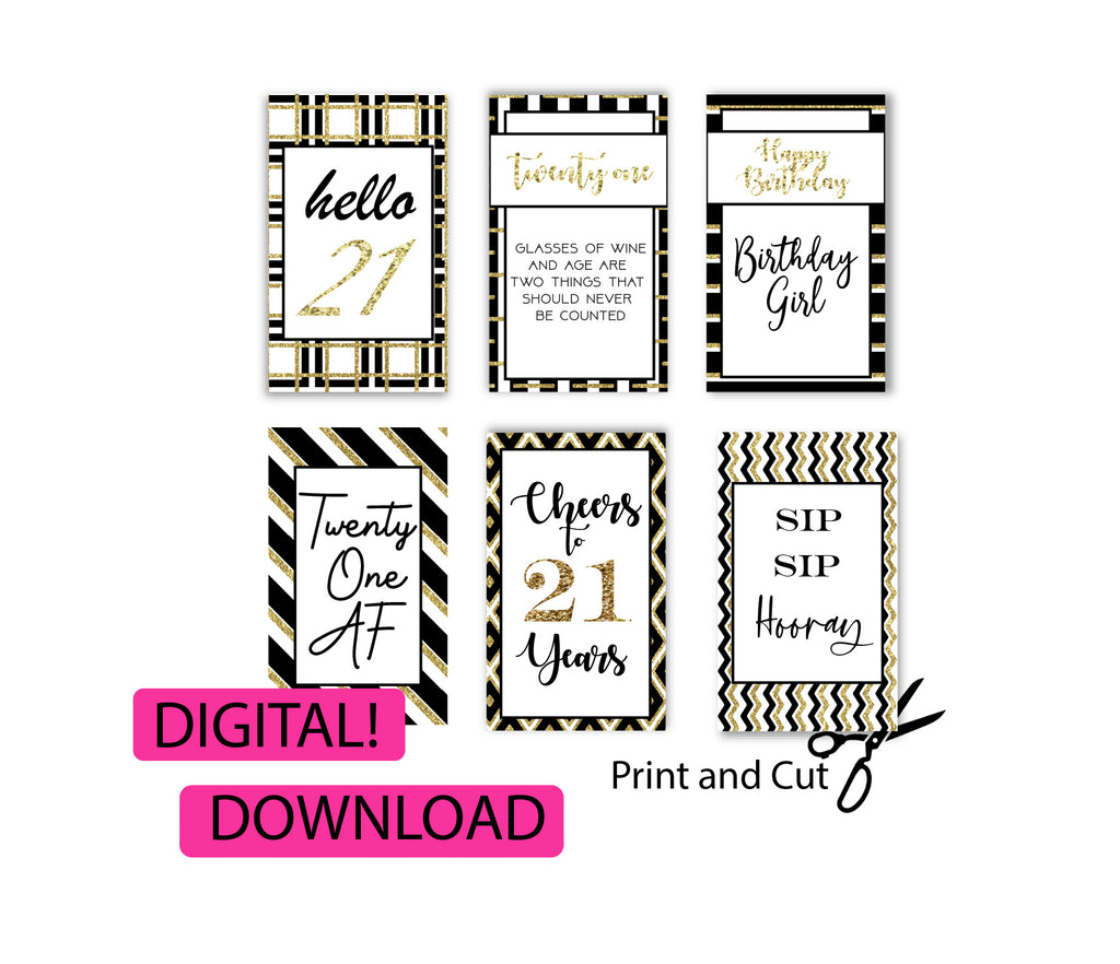 Printable wine tags for 21st birthday