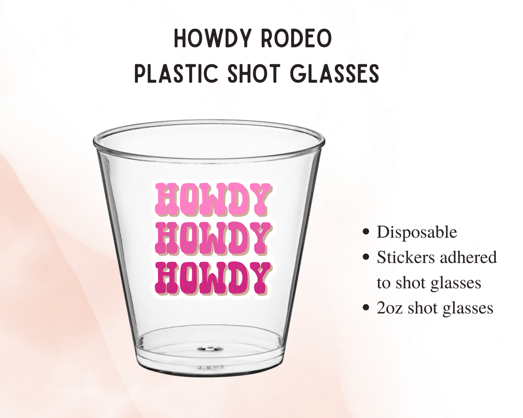 Clear plastic shot glasses with a smooth, cylindrical shape and a small, flat base.