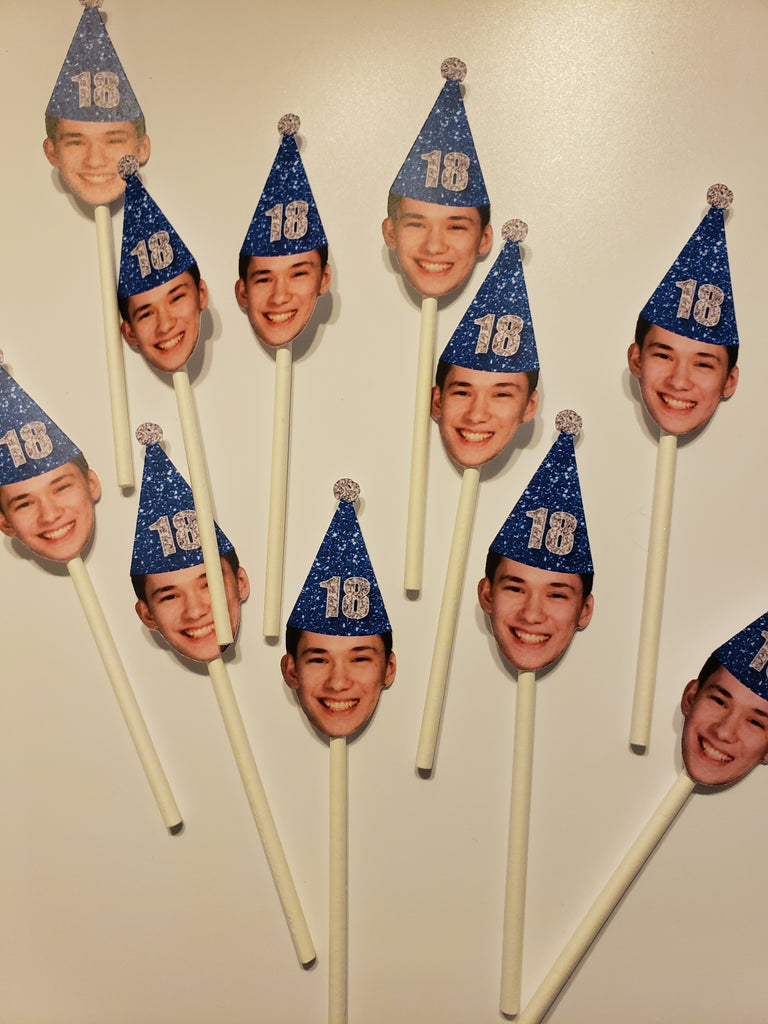 18th Birthday blue glitter cupcake toppers