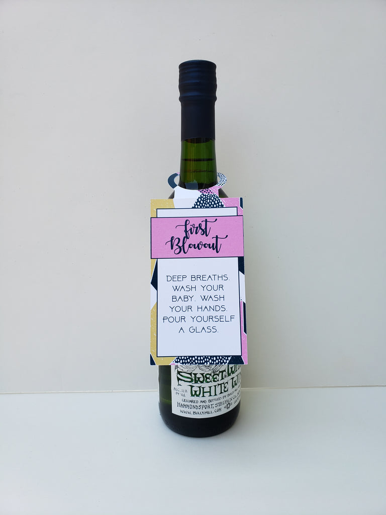 New Mom Wine Tag Set  (Pack of 6)- Geometric Design