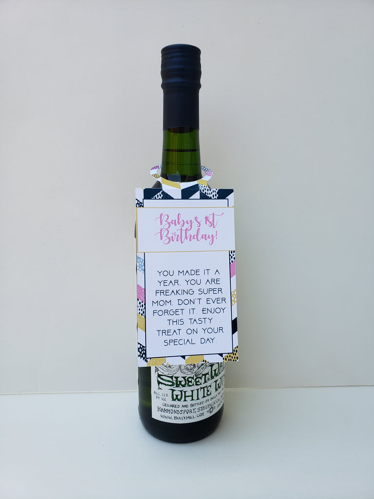 New Mom Wine Tag Set  (Pack of 6)- Geometric Design