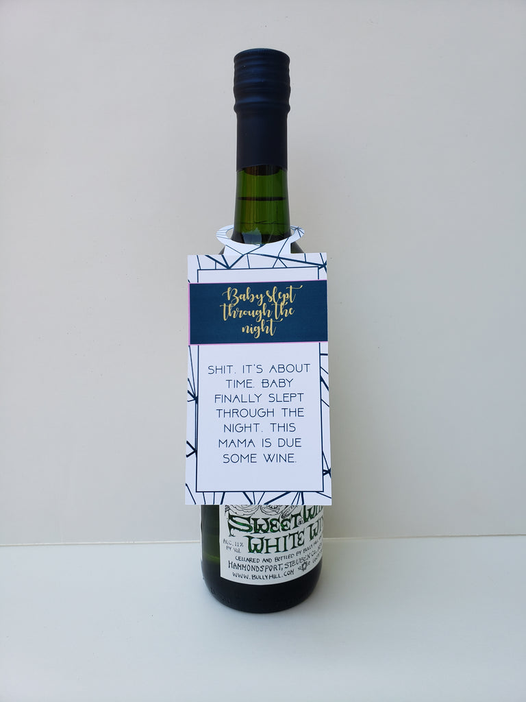 New Mom Wine Tag Set  (Pack of 6)- Geometric Design
