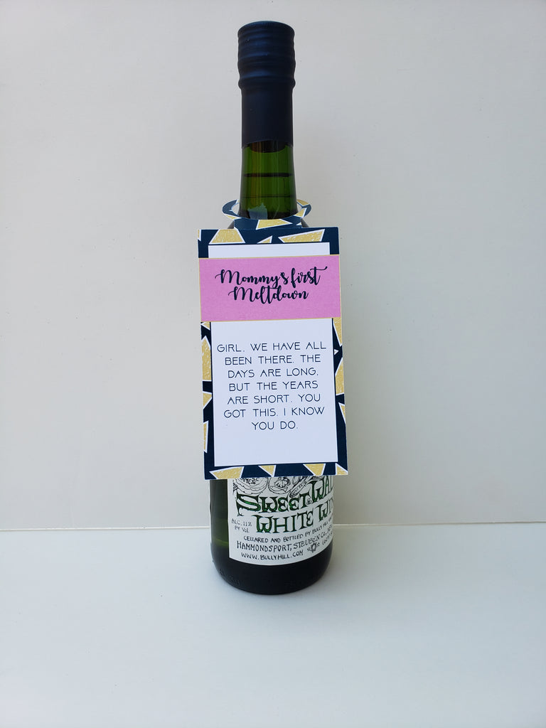New Mom Wine Tag Set  (Pack of 6)- Geometric Design