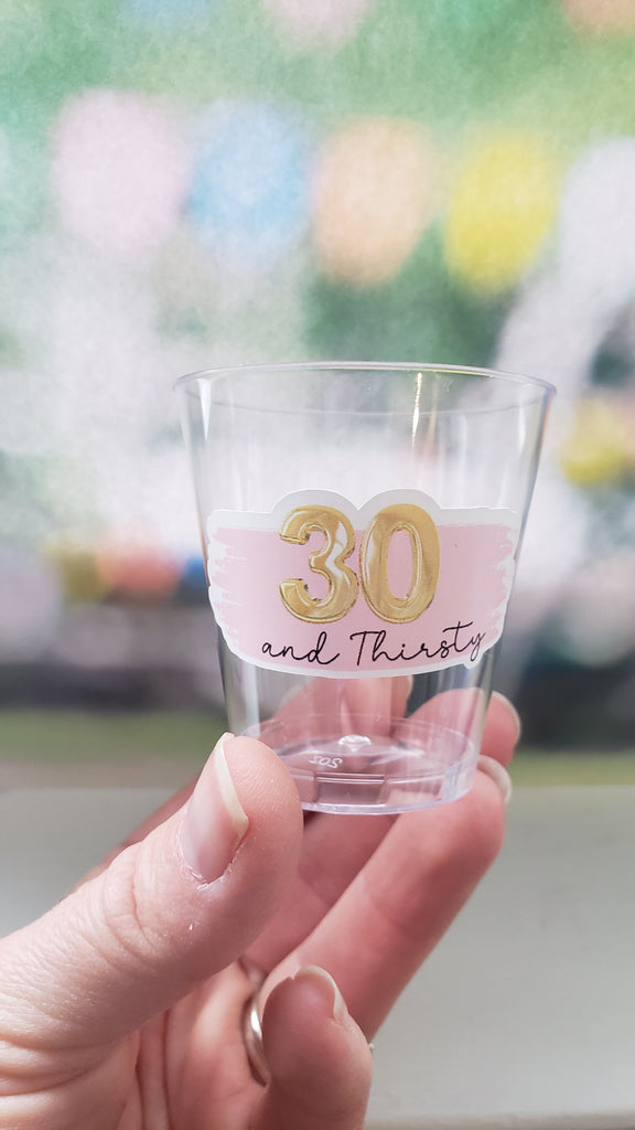 Custom shot glasses for 30th birthday