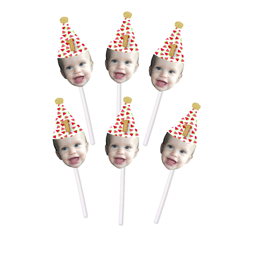 watermelon cupcake toppers with face