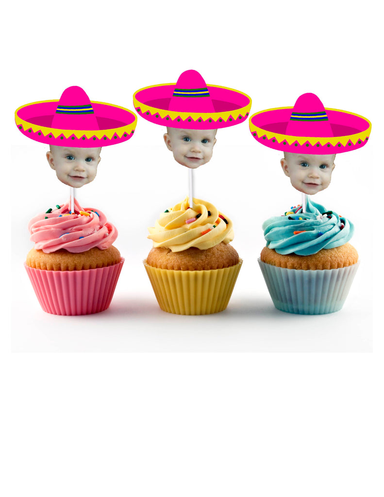 Pink Sombrero Cupcake Toppers